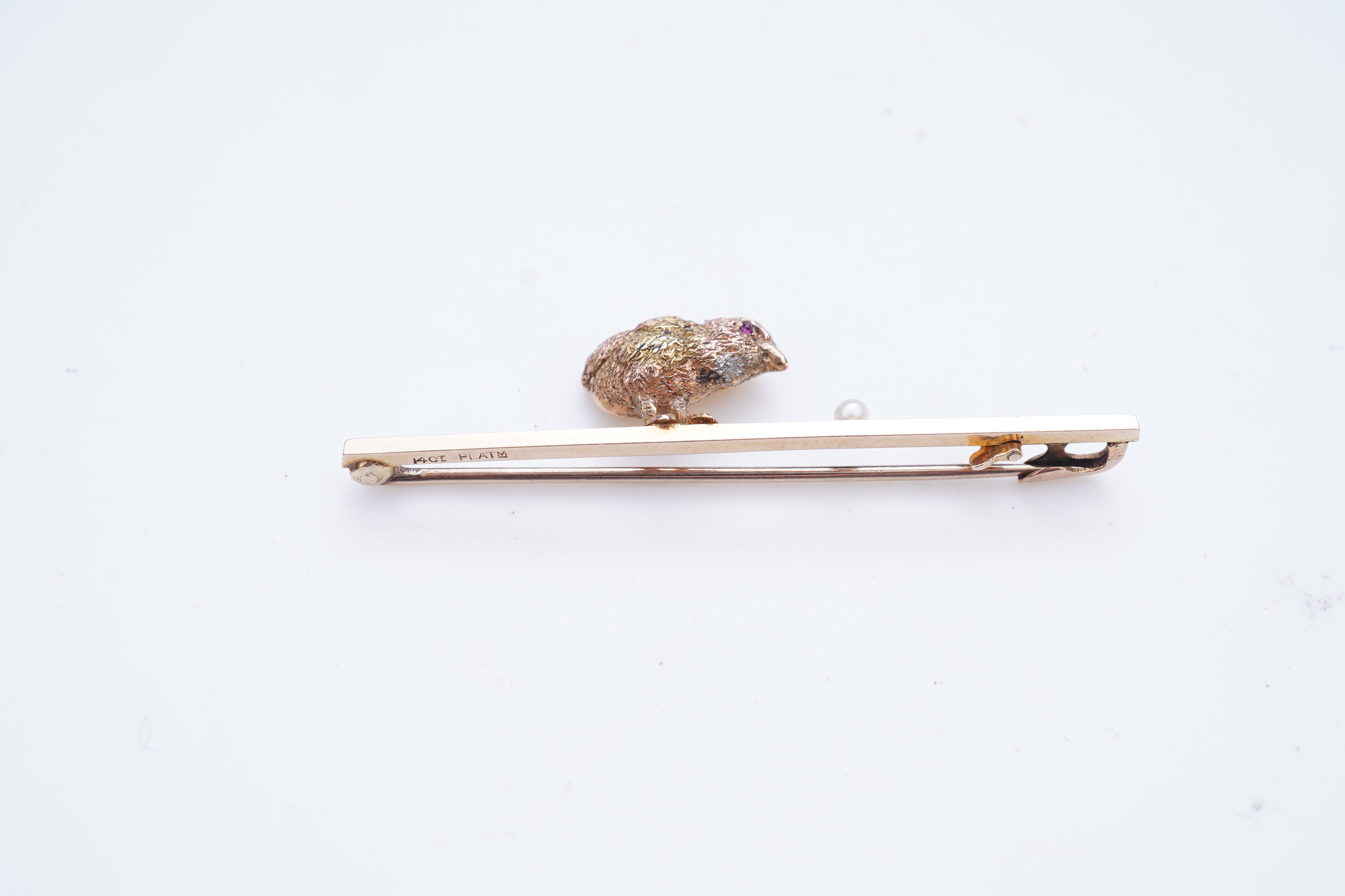 vcA novelty gold and seed pearl bar brooch, early 20th century